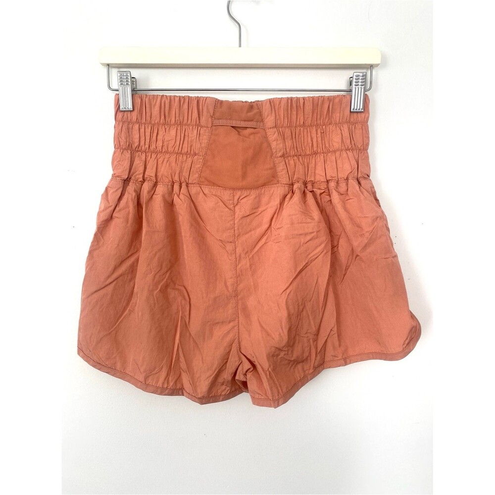FP Movement by Free People High-Waist Smocked Shorts Rust Orange Sz M Athletic - Picture 6 of 11